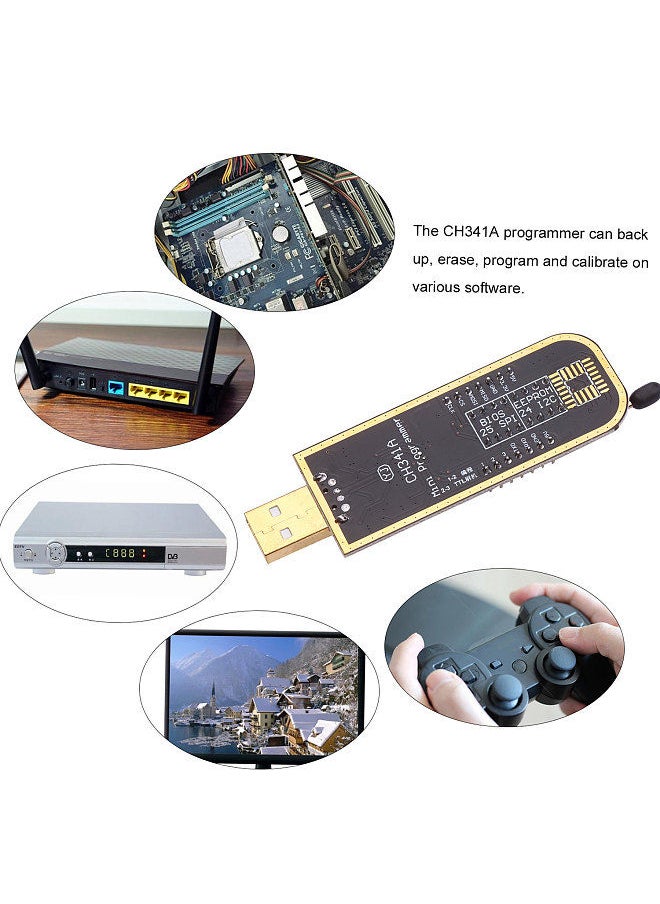 Generic - CH341A USB Programmer EEPROM BIOS Flasher Programmable Logic Circuits with SOP8 Flash Clip Suitable for 24/25 Series Chip - Image 1