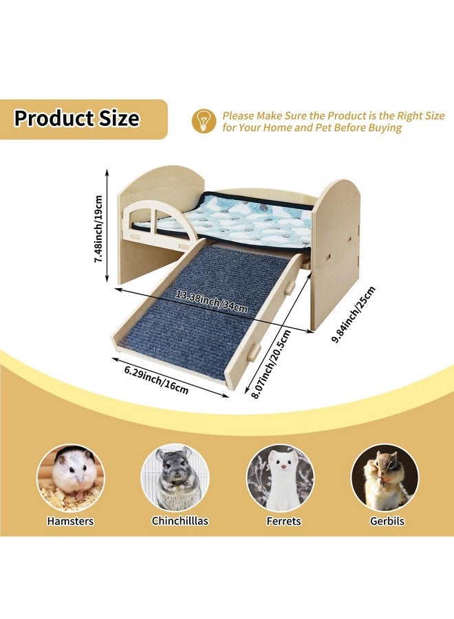 Kathson kathson Wooden Guinea Pig Bed Hideout Small Animal House Bed Hut Habitats with Stairs and Mat for Hamster Chinchilla Ferret Playing Hiding Sleeping  - Image 2