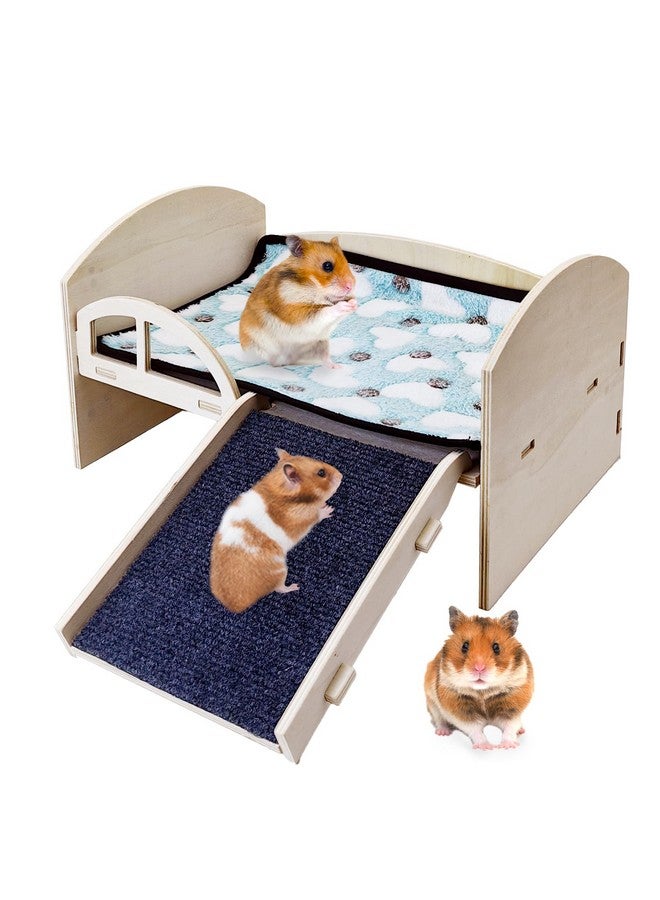 Kathson kathson Wooden Guinea Pig Bed Hideout Small Animal House Bed Hut Habitats with Stairs and Mat for Hamster Chinchilla Ferret Playing Hiding Sleeping  - Image 1