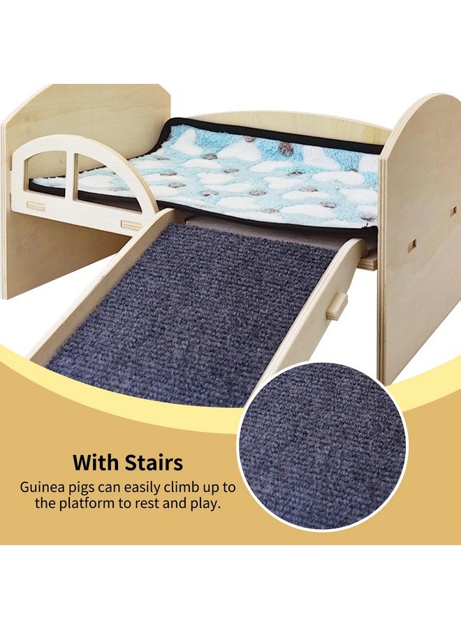 Kathson kathson Wooden Guinea Pig Bed Hideout Small Animal House Bed Hut Habitats with Stairs and Mat for Hamster Chinchilla Ferret Playing Hiding Sleeping  - Image 4