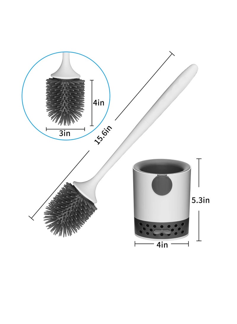 KASTWAVE Toilet Brush with Holder Set, Soft Silicone Bathroom Toilet Bowl Storage with TPR Banister Brush, Removable Water Drawer, and Long Handle, Wall Mounted/ Floor Standing, White  - Image 5