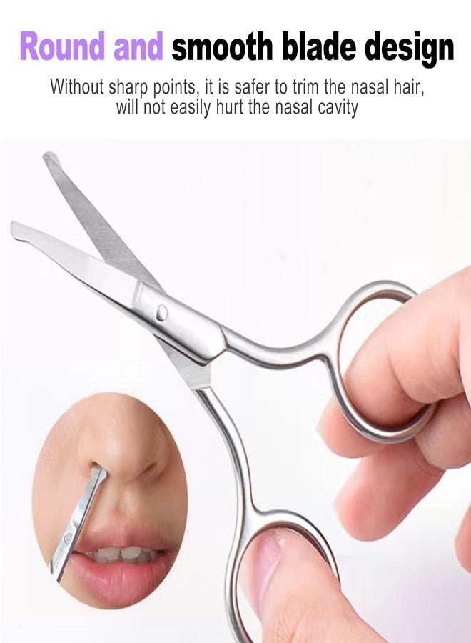 ZeriLion Round Tip Nose Hair Scissors for Eyebrow Facial Hair Mustache Beard Trimming Safety Grooming Scissors for Men and Women Professional Stainless Steel - Image 5