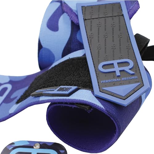 PR Personal Record Heavy Duty Premium Wrist Wraps, More Elasticity, Reinforced Stitching, Extra Wide Strap, Strong Thumb Loop, Larry Wheels Weightlifting Wraps, Lifting Wrist Wraps (Blue Camo) - Image 4