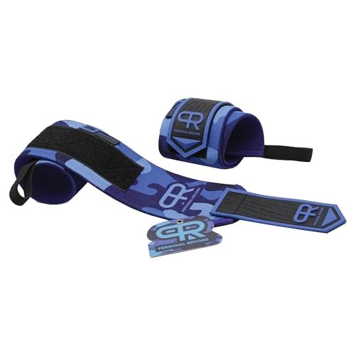 PR Personal Record Heavy Duty Premium Wrist Wraps, More Elasticity, Reinforced Stitching, Extra Wide Strap, Strong Thumb Loop, Larry Wheels Weightlifting Wraps, Lifting Wrist Wraps (Blue Camo) - Image 5