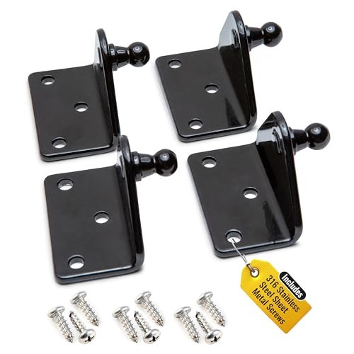 Pro Chutes 10MM Ball Stud Mounting Black Bracket for Gas Struts Heavy Duty Lift Support Shock Brackets with Stainless Steel Screws Ideal for Spring Hood Struts Closer Piston Prop Mounts x4 Angled - Image 1