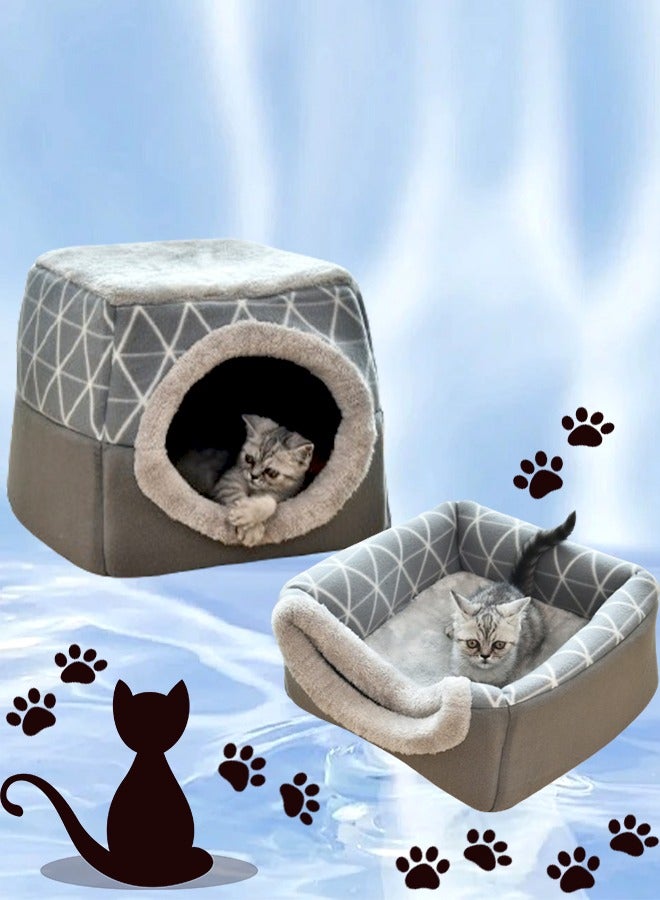 Generic 2 In 1 Pet Bed Cat Dog Bed Sofa Bed Cat Cave House With Detachable Cushion Washable Foldable Soft Cave Shape Pet Cat Bed For Cats And Small Dogs  - Image 1
