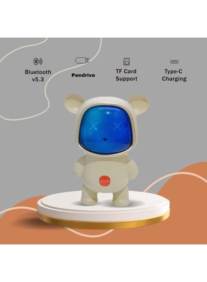 BDT AN152 Mini Wireless Bluetooth Speaker| 5-7Hrs Playtime| Vivid RGB Lights| RGB Sound Effect| Multi-Play Modes BTV5.3/TF Card/Pen Drive & Type-C Charging Port (Off white) - Image 5