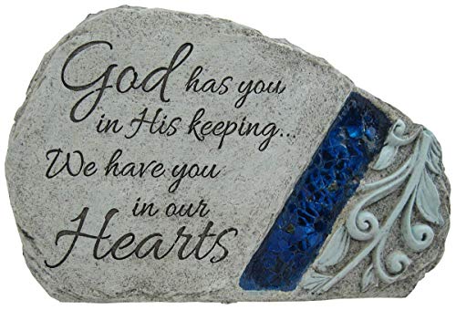 Carson Memorial Garden Stone With Blue Mosaic Solar Accent - God Has You In His Keeping We Have You In Our Hearts - Image 5