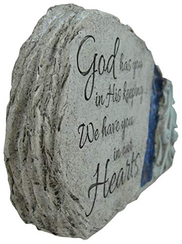 Carson Memorial Garden Stone With Blue Mosaic Solar Accent - God Has You In His Keeping We Have You In Our Hearts - Image 3