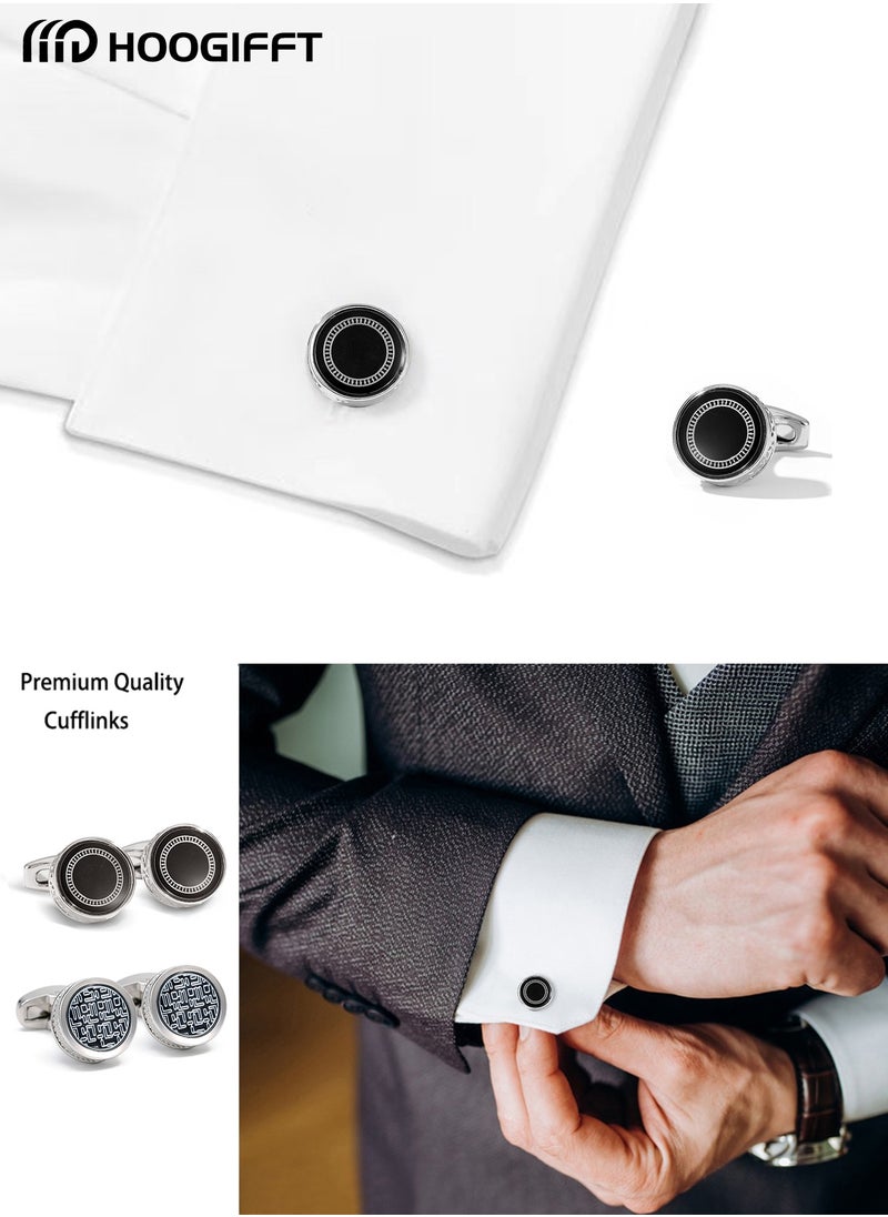 HOOGIFFT - 2 Pairs Men's Cufflinks, Shirt Suit Cufflinks, with Classic Calm and Unique Design are Suitable for Formal occasions and Daily Mens Accessories（with Cufflink Box） - Image 1