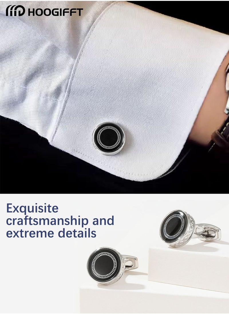 HOOGIFFT - 2 Pairs Men's Cufflinks, Shirt Suit Cufflinks, with Classic Calm and Unique Design are Suitable for Formal occasions and Daily Mens Accessories（with Cufflink Box） - Image 1