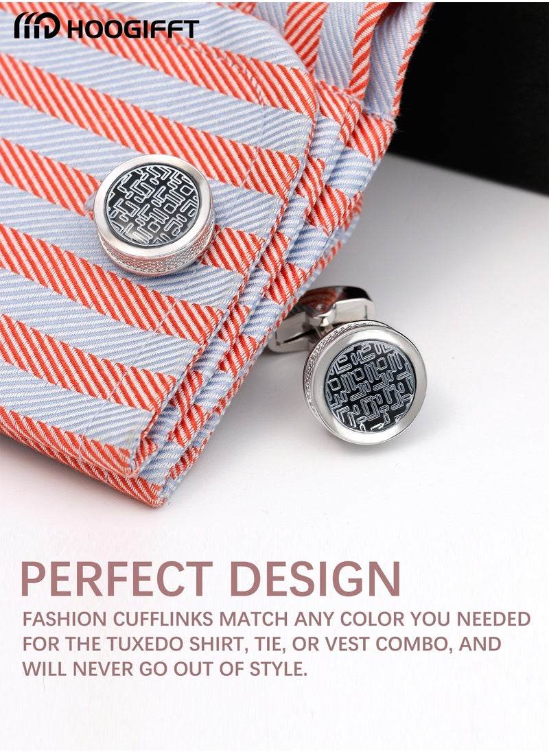 HOOGIFFT - 2 Pairs Men's Cufflinks, Shirt Suit Cufflinks, with Classic Calm and Unique Design are Suitable for Formal occasions and Daily Mens Accessories（with Cufflink Box） - Image 1