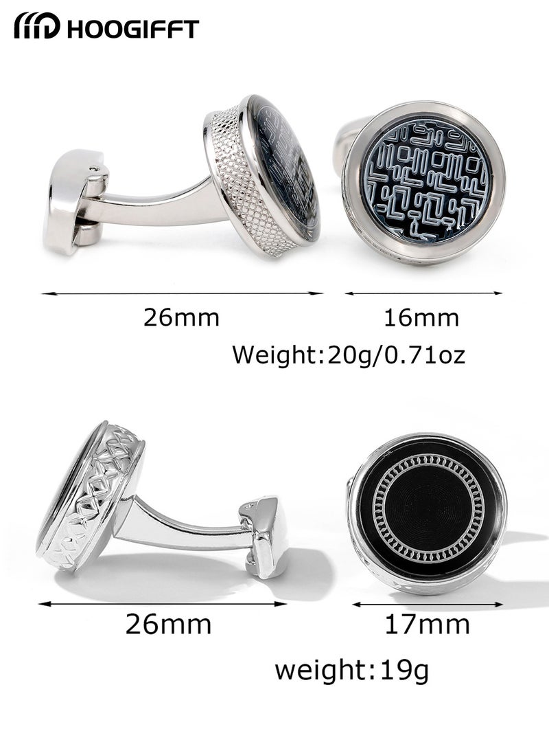 HOOGIFFT - 2 Pairs Men's Cufflinks, Shirt Suit Cufflinks, with Classic Calm and Unique Design are Suitable for Formal occasions and Daily Mens Accessories（with Cufflink Box） - Image 1