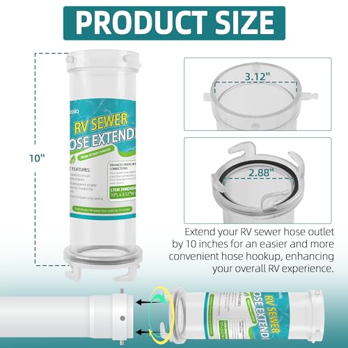 Aussio 10" Extension Clearview Sewer Hose Adapter T1021 RV Clear Sewer Hose Extender Fittings for Camper RV Trailer - Clear Design and Durable Resin Material - Image 2