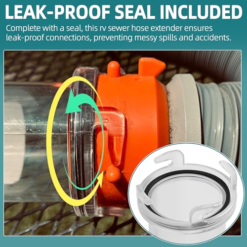 Aussio 10" Extension Clearview Sewer Hose Adapter T1021 RV Clear Sewer Hose Extender Fittings for Camper RV Trailer - Clear Design and Durable Resin Material - Image 3