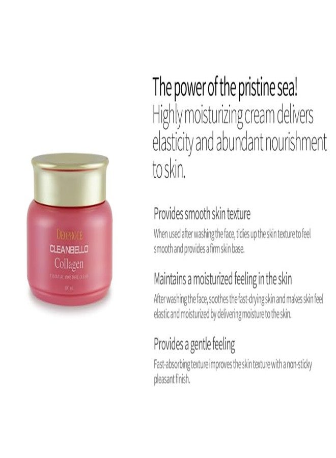Deoproce Cleanbello Collagen Essential Moisture Cream 100ml – Korean Skin Care Moisturizing Cream with Marine Ingredients for Hydration and Firmness - Image 3