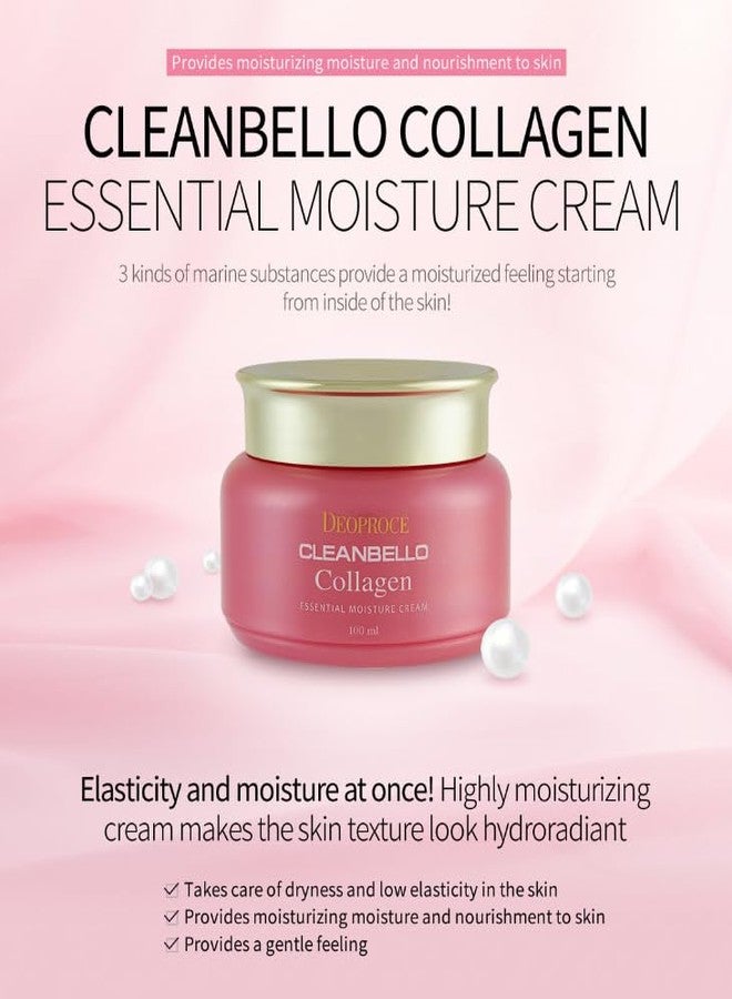 Deoproce Cleanbello Collagen Essential Moisture Cream 100ml – Korean Skin Care Moisturizing Cream with Marine Ingredients for Hydration and Firmness - Image 2
