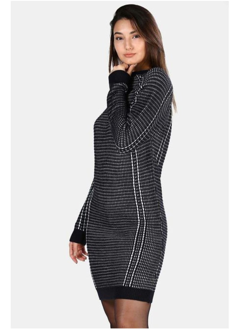 Generic - Women's Patterned Navy Short Dress - Image 1