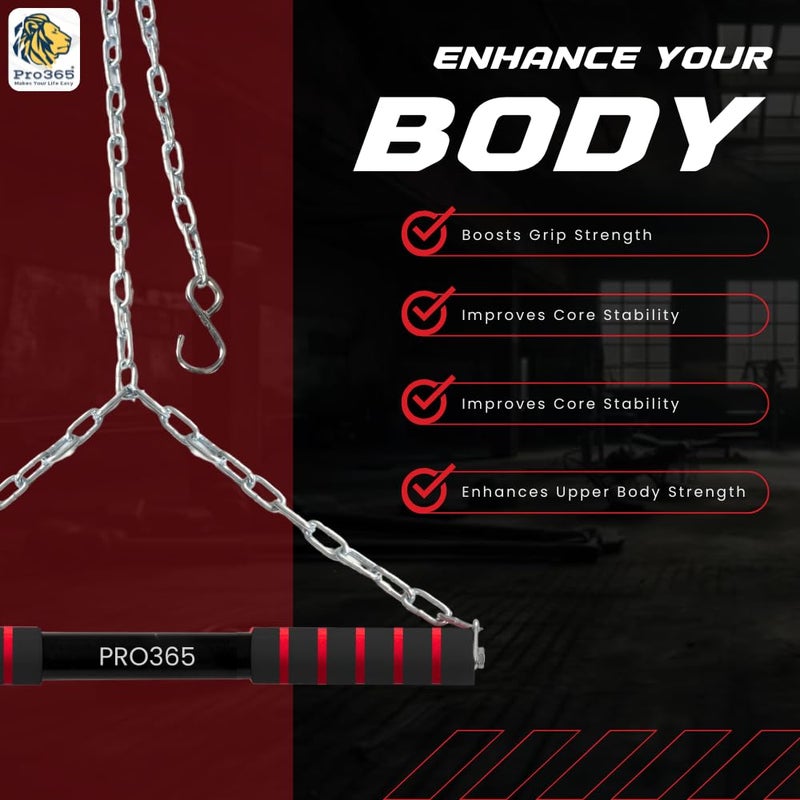 PRO365 Rotational Chin Up Bar 130 Kgs Capacity | Monkey Bar | In Room Kids Hanging Rod | Height Growth | Heavy Duty Chain | Home Gym Equipment | - Image 3