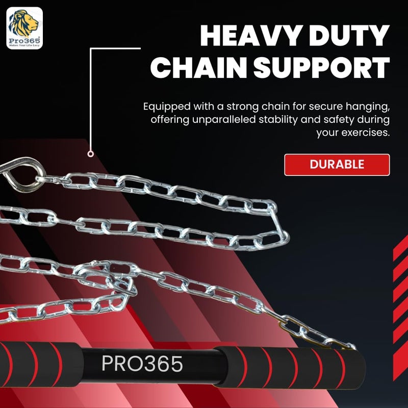 PRO365 Rotational Chin Up Bar 130 Kgs Capacity | Monkey Bar | In Room Kids Hanging Rod | Height Growth | Heavy Duty Chain | Home Gym Equipment | - Image 4