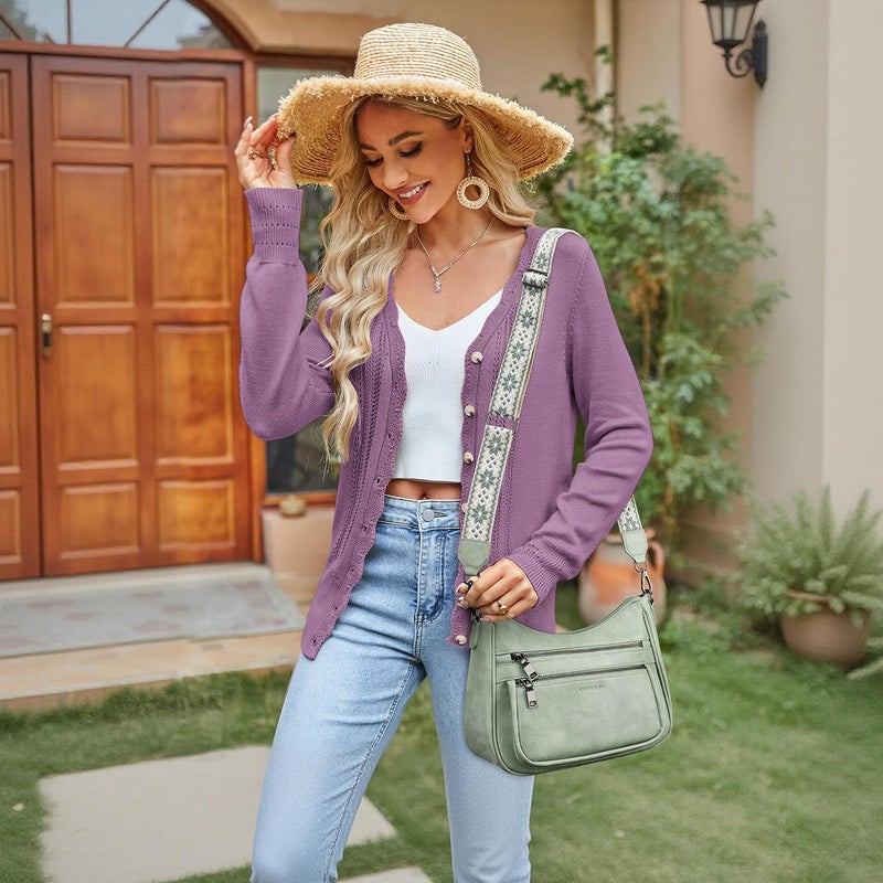 KITEVIUN Crossbody Bags for Women Leather Purse Trendy Multi Pocket Shoulder Handbags with Adjustable Guitar Strap - Image 2
