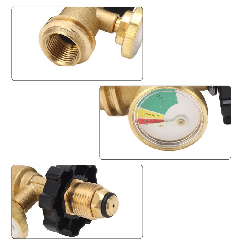 POL Gas Tank Adapter POL LP Tank Service Valve to QCC1 Gas Tank Adapter with Gauge - Image 4