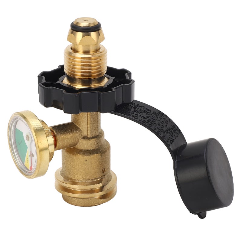 POL Gas Tank Adapter POL LP Tank Service Valve to QCC1 Gas Tank Adapter with Gauge - Image 1
