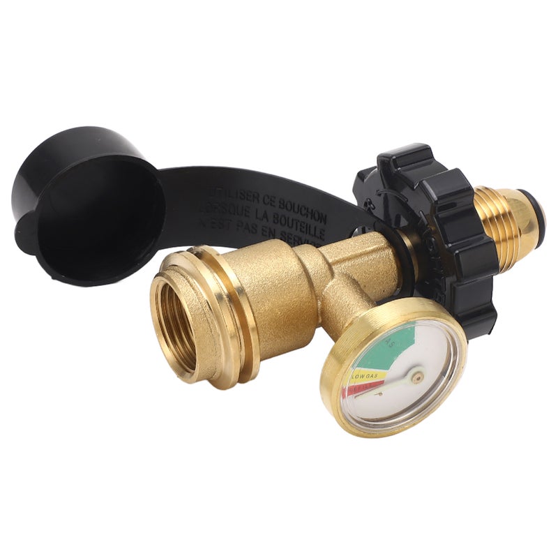 POL Gas Tank Adapter POL LP Tank Service Valve to QCC1 Gas Tank Adapter with Gauge - Image 3