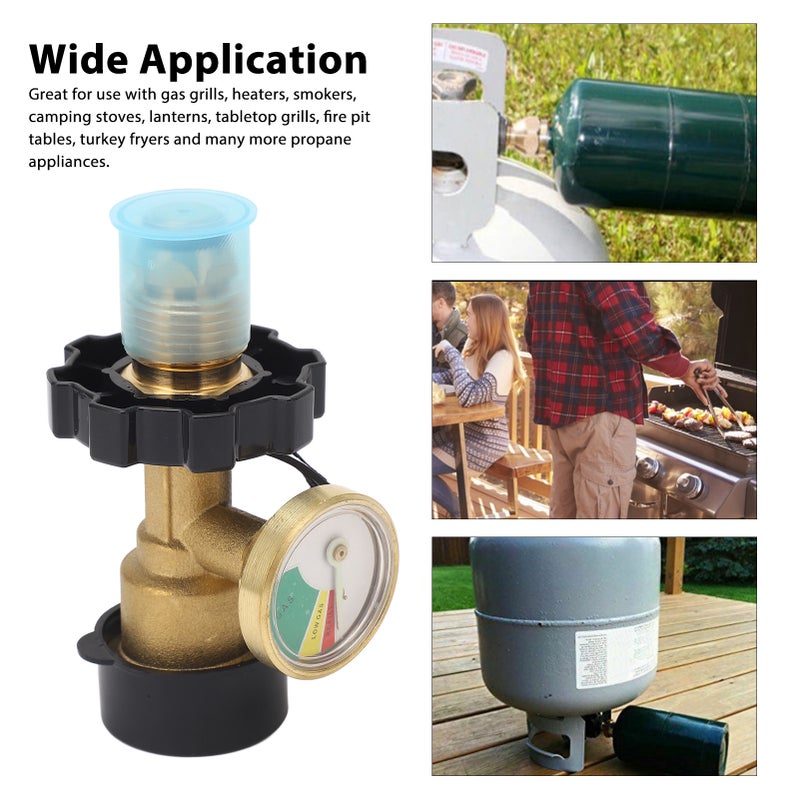 POL Gas Tank Adapter POL LP Tank Service Valve to QCC1 Gas Tank Adapter with Gauge - Image 5