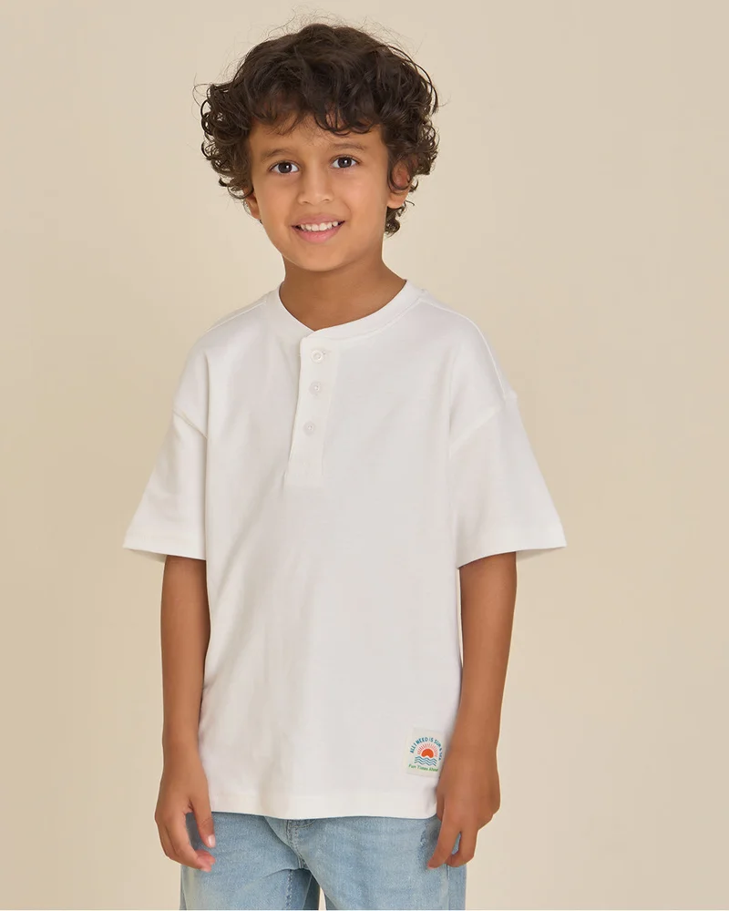 REDTAG Boys Ivory And Blue T-Shirts Pack of 2