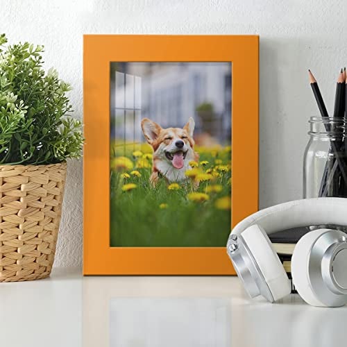 Renditions Gallery 5x7 inch Picture Frame High-end Modern Style, Made of Solid Wood and High Definition Glass Ready for Wall and Tabletop Photo Display, Orange Frame - Image 4