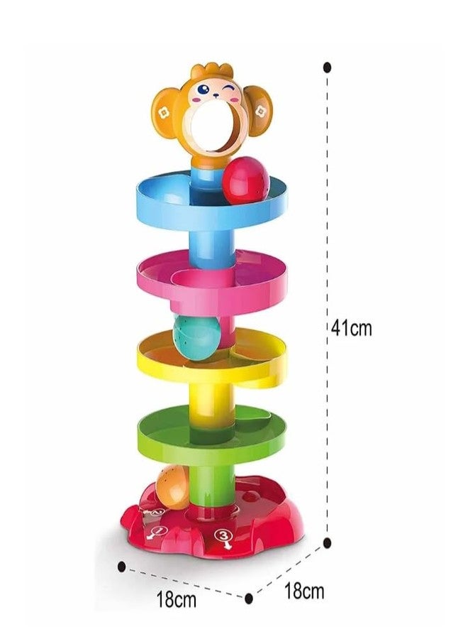 Manos 5 Layer Ball Drop ROLL ANG GO RAMP and 3 Spinning Balls Tower Toddle R Toy for Baby - Image 3