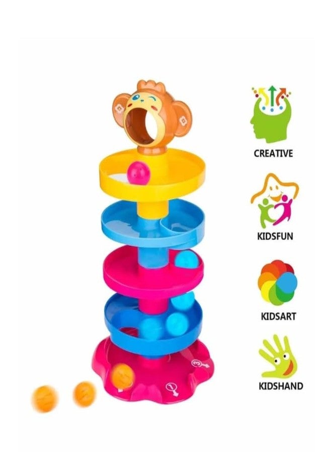 Manos 5 Layer Ball Drop ROLL ANG GO RAMP and 3 Spinning Balls Tower Toddle R Toy for Baby - Image 2