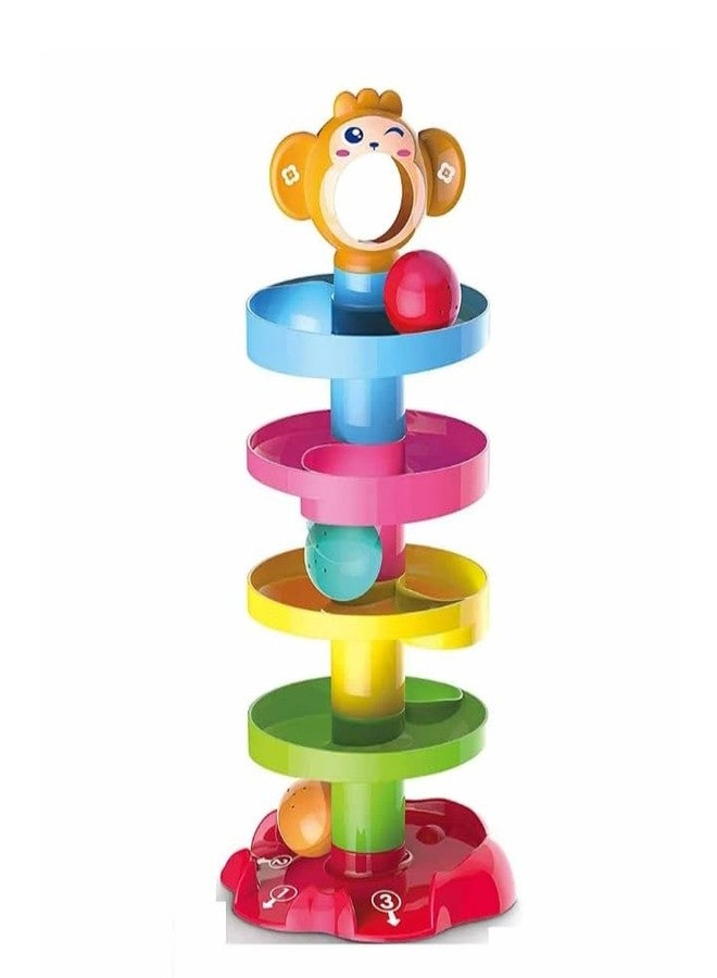 Manos 5 Layer Ball Drop ROLL ANG GO RAMP and 3 Spinning Balls Tower Toddle R Toy for Baby - Image 1