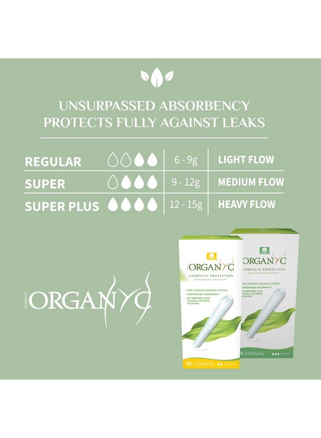 ORGANYC Organyc 100% Certified Organic Cotton Tampons, No Applicator, Super, 16 Count, White - Image 2