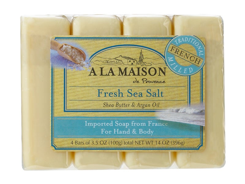 A LA MAISON Fresh Sea Salt Bar Soap - Triple French Milled Natural Moisturizing Hand Soap Bar (4 Bars of Soap, 3.5oz) - Image 1
