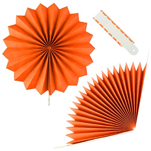 mifengda 18Pc Party Hanging Orange Paper Fans, Fall Round Folding Wall Decor, Paper Garlands Flower Decoration for Thanksgiving Halloween Birthday Festival Wedding - Image 4