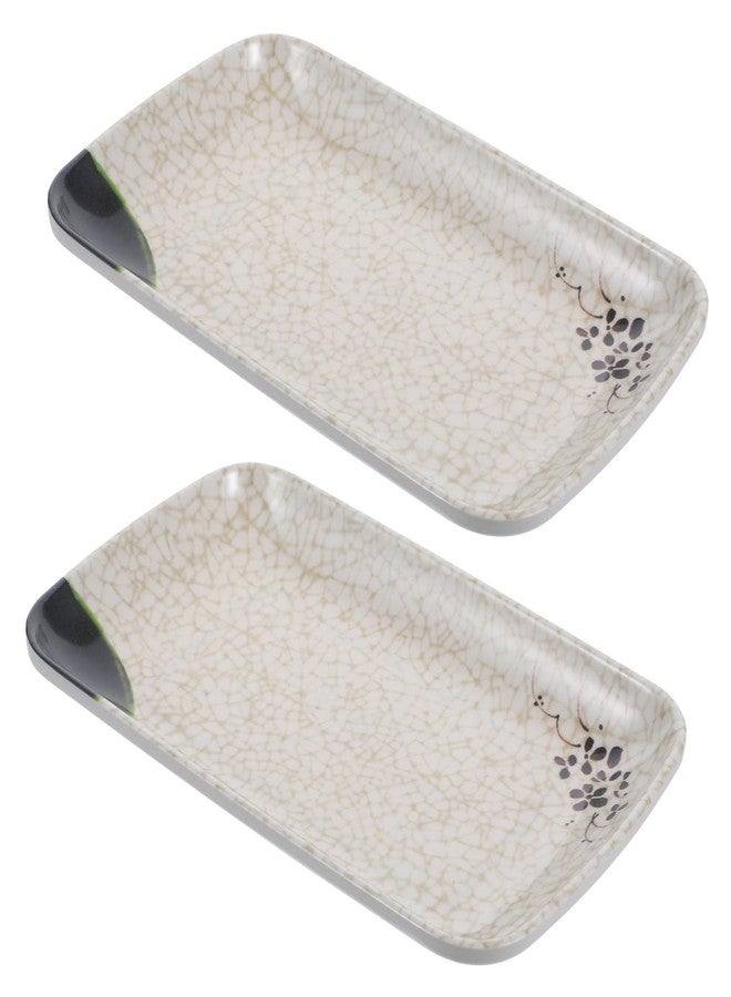 OFFSCH 2pcs Japanese Style Rectangular Sushi Plates Multi-purpose Serving Dishes for Appetizers Desserts and Sauces Resin Material for Home Restaurant Use - Image 1