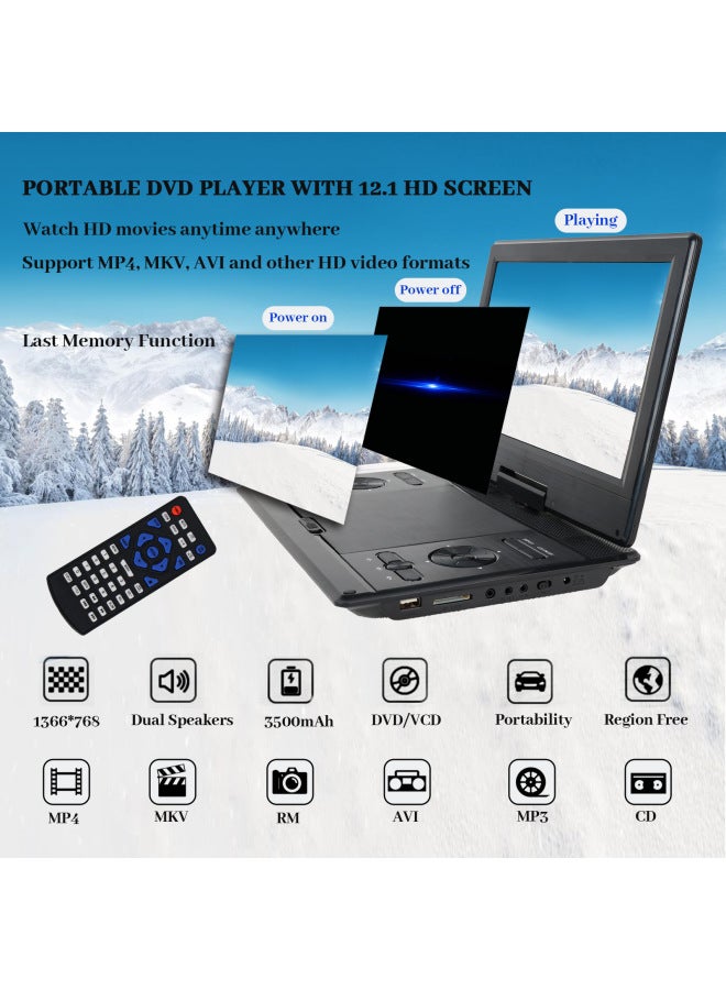 Multi-function DVD Player LCD Ultra-clear Ultra-long Battery Life DVD Player Home Evd Children's Small TV-Body Color:Black - Image 4