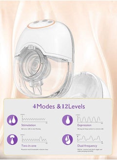 Lesha Breast Pump, Wireless Electric Portable Breast Pump with 4 Modes & 12 Levels, Wearable & Hands-free, All-in-One Painless Breastfeeding Breast Pump, LED Display, 24mm Diameter shield, 6oz/180ml, 1 Pack  - Image 2