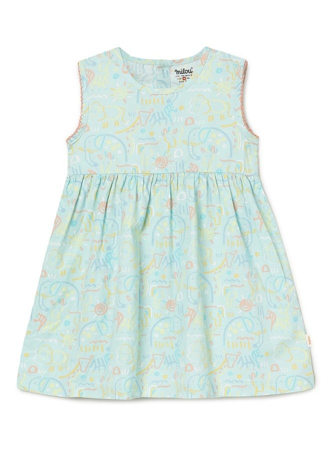 Milou Baby-Girl's Cotton A-Line Knee-Length Dress (TGANDRS059_Sky Light - Image 1