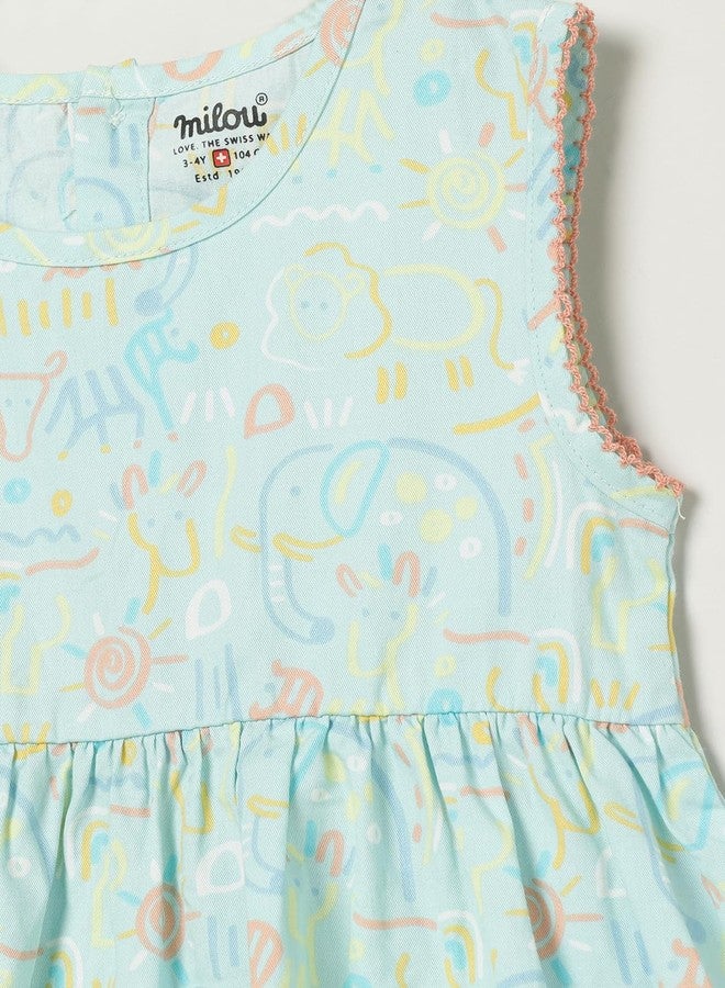 Milou Baby-Girl's Cotton A-Line Knee-Length Dress (TGANDRS059_Sky Light - Image 3