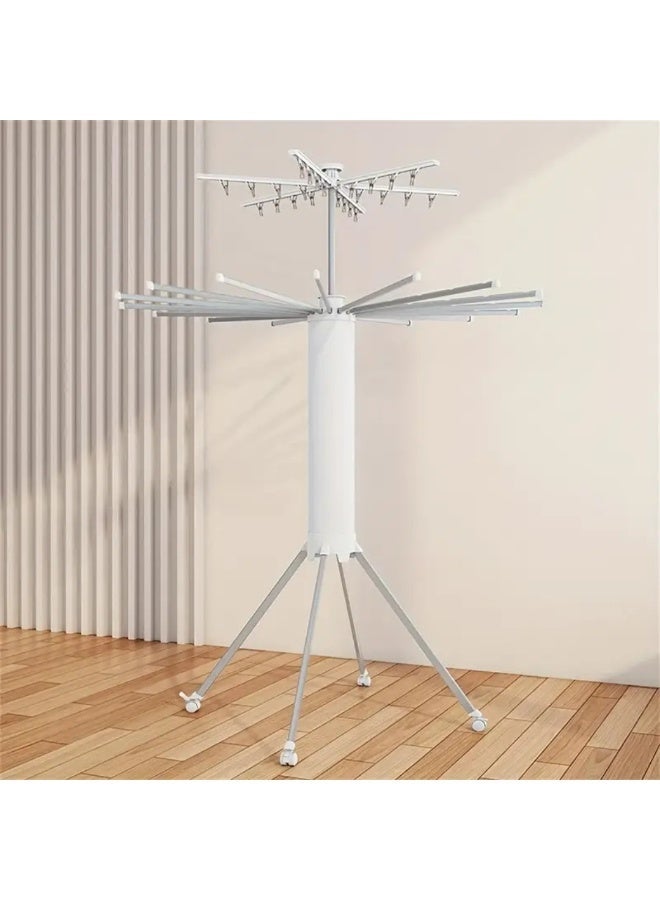 360° Rotating Laundry Drying Stand with Wheels - Space-Saving Indoor/Outdoor Heavy-Duty Clothes Hanger Rack - Image 1