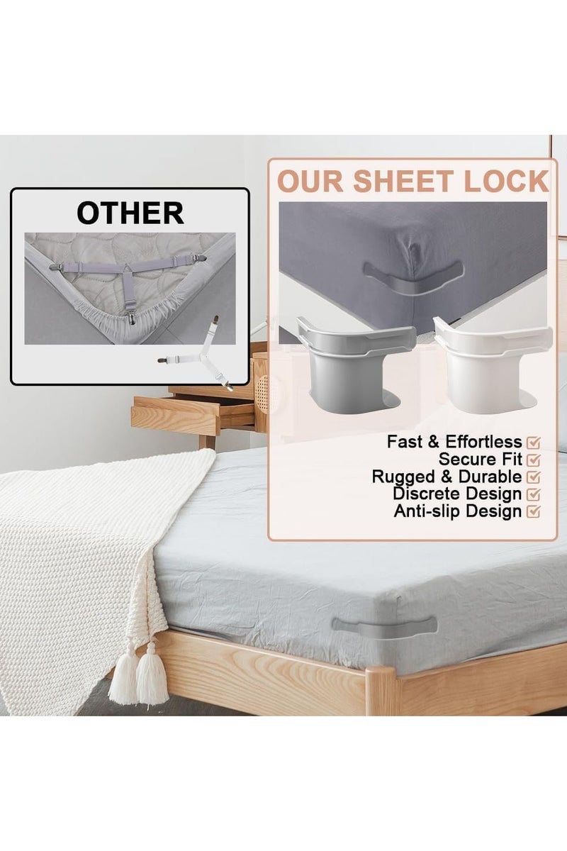 Plan A Bed Sheet Fasteners with Locking Straps - Strong Adjustable Sheet Corner Tightener to Keep Sheets Tight - Fits All Mattress Sizes - Prevents Sheets from Loosening - Easy to Install - Image 3