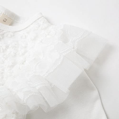 Curipeer Baby Girl Casual Lace Solid Color Dress Long Sleeve Infant Baptism Tulle Dress White 12-18 Months - Image 5