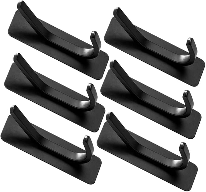 Self Adhesive Wall Hooks No Punch Design Black Stainless Steel For Towels Storage - Image 1