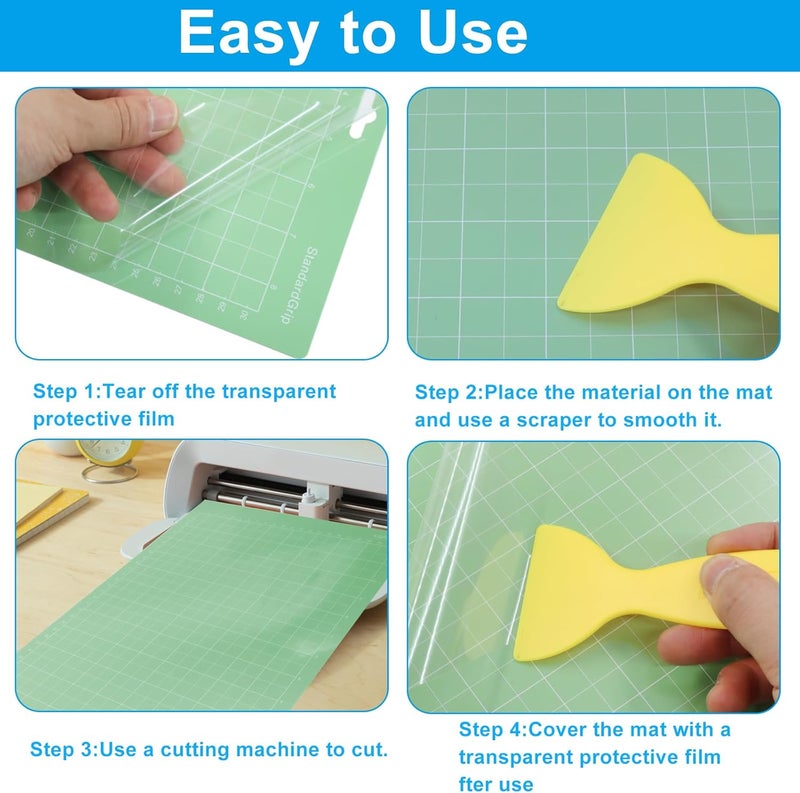 Moicstiy 4 Pcs Cutting Mat, 8.5x12Inch Reusable Adhesive Cutting Mats with Protective Film for Crafts, Cardstock, Iron On, Vinyl (Green) - Image 5