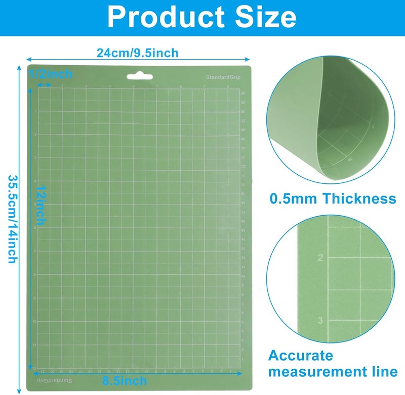 Moicstiy 4 Pcs Cutting Mat, 8.5x12Inch Reusable Adhesive Cutting Mats with Protective Film for Crafts, Cardstock, Iron On, Vinyl (Green) - Image 3