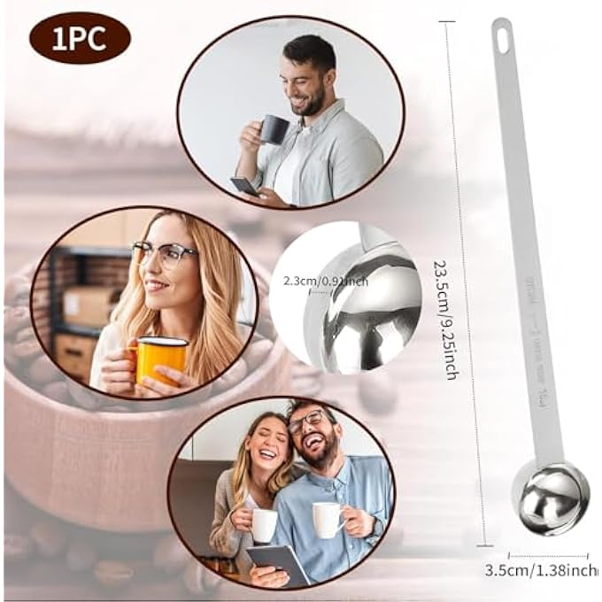 ريحني ملعقة كبيرة من ملعقة قهوة من الفولاذ المقاوم للصدأ بمقبض طويل ملعقة كبيرة ملعقة كبيرة من القياس ملعقة قهوة 15 مل ملعقة كبيرة من القهوة المطحونة ملعقة كبيرة - Image 3