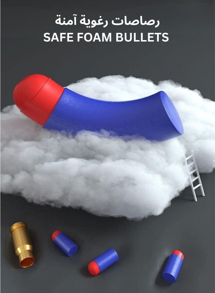 بريميم مجموعة مسدس لعبة برصاص إسفنجي فضي ناعم مع أهداف – مسدس آمن لإطلاق سهام إسفنجية، ملحقات أهداف تدريبية للأطفال - Image 4